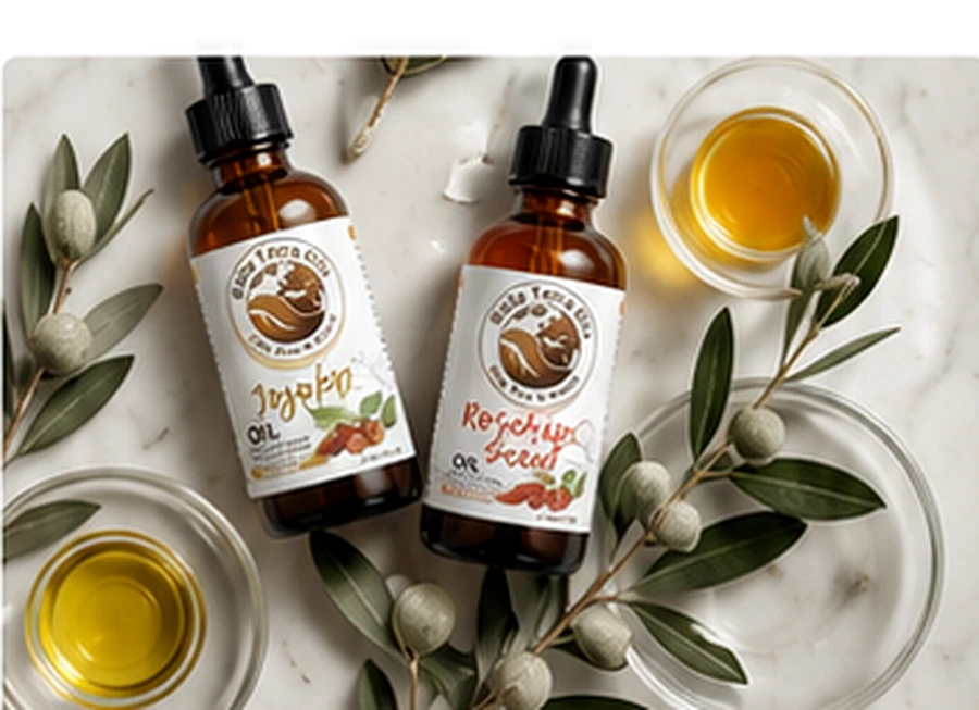 Bella Terra Oils bottles with carrier oils and botanicals
