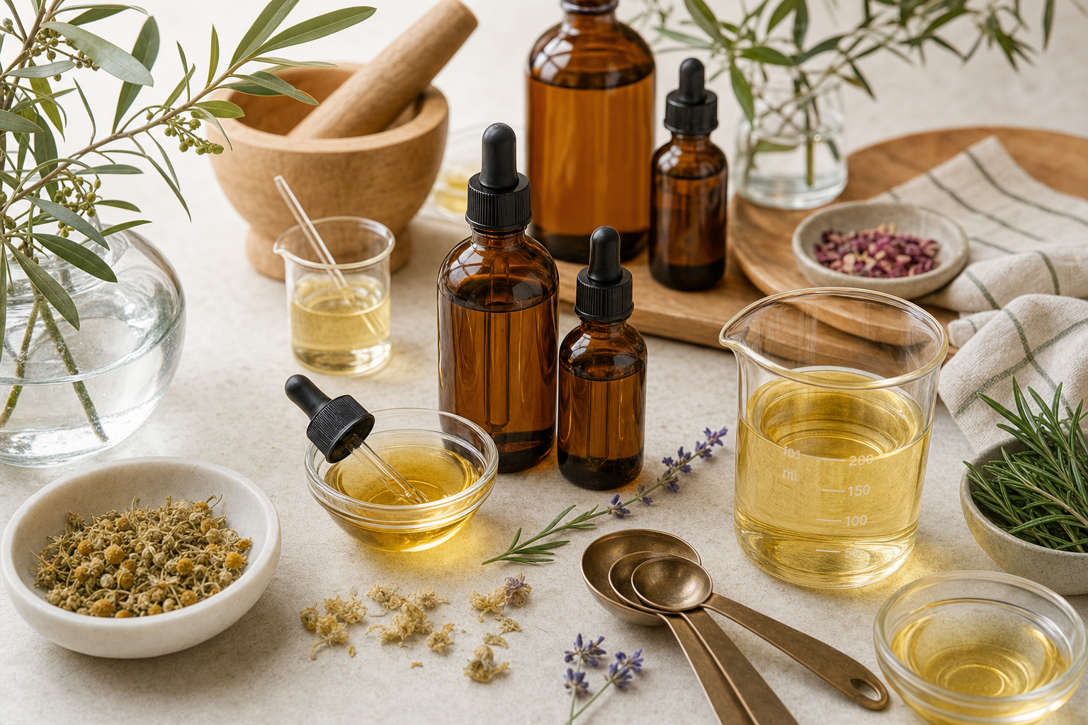 Amber bottles and bowls for skincare makers