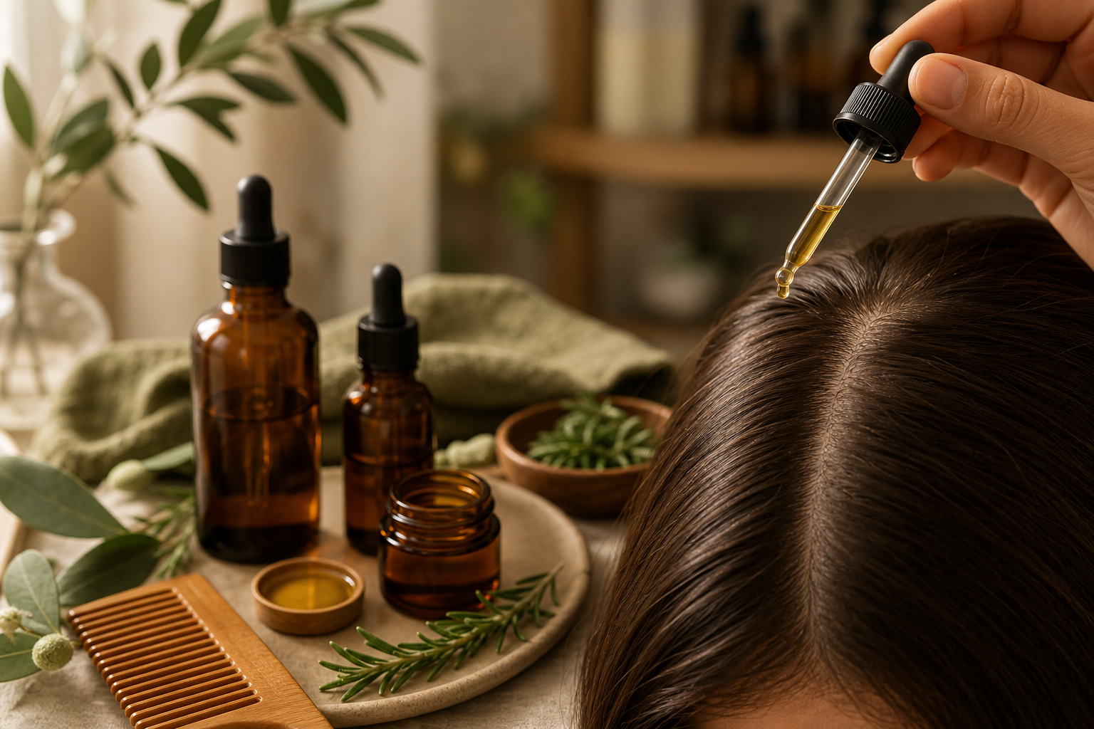 Oil dropper used for hair and scalp care